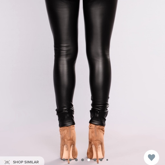 Fashion Nova High Wasted Leather Pants Black 🐈‍⬛ - Picture 2 of 4